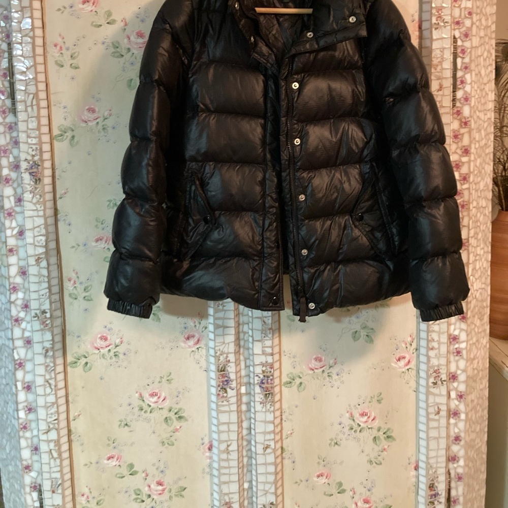 J crew main line goose down high sheen rip stop nylon black puffer Small